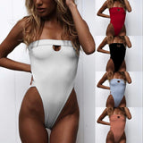 ZTVitality One Piece Swimsuit 2019 New Arrival Strapless High Leg Backless Sexy Swimwear Women Solid Bodysuit Monokini Swim Suit