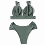 ZTVitality Solid Swimsuit Women Swimwear 2025 Newest Mid Waist Sexy Bikini Push Up Bikini Set Brazilian Bathing Suit Beach Wear