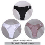 3Pcs/Set Women Cotton Panties Sexy V Waist Briefs T-Back Brazilian Underpants Female M-XL Underwear Girls Breathable Intimates