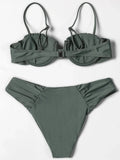 ZTVitality Solid Swimwear Women 2025 Newest Push Up Sexy Bikini Padded Bra Underwire Mid Waist Folds Swimsuit Brazilian Biquini