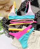 Sexy Splicing Cross Bandage Thong Bikini Female Swimsuit Women Swimwear Two Pieces Bikini Set Bathing Suit Swim Beach Wear Lady