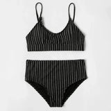 ZTVitality Shiny Striped Sexy Bikini 2022 New Arrival Straps Padded Bra High Waist Swimsuit Female Swimwear Women Beach Wear S-L