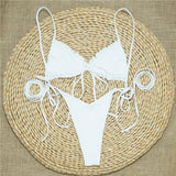 Sexy Printed Ruffled Frilled Thong Bikini Women Swimwear Female Swimsuit Two Pieces Bikini set Micro String Bathing Suit Swim