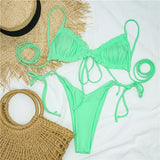 Sexy Ruffle Frilled Micro Thong Bikini 2025 Women Swimwear Female Swimsuit Two-pieces Bikini set String Bather Bathing Suit Swim