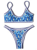 ZTVitality Swimwear Women 2025 New Arrival Print Whip Stitch Sexy Bikini Padded Bra Mid Waist Bandgae Swimsuit Brazilian Biquini