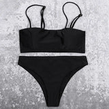 ZTVitality Solid Sexy Bikinis Push Up Bikini 2026 New Arrival Straps Padded Bra Mid Waist Swimsuit Solid Swimwear Women Biquini