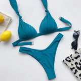Sexy Halter Push Up Bra Cup Bikini 2025 Women Swimsuit Female Swimwear Two Pieces Bikini set Brazilian Bathing Suit Swim Beach