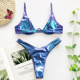 Sexy Neon V-bar Underwired Bikini 2025 Female Ribbed Swimsuit Women Thong Swimwear Two-pieces Bikini set Push up Bathing Suit