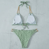 Sexy Halter Metal Chains Brazilian Bikini 2025 Women Swimsuit Female Swimwear Two Pieces Bikini Set Bathing Suit Swim Beach Wear
