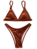 ZTVitality Sexy Push Up Bikini 2025 Hot Sale Straps Padded Bra Pit Strip Velvet Swimsuit Female High Leg Swimwear Women Biquini