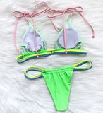 Sexy Mini Micro Thong Neon Bikini Women Brazilian Swimwear Female Swimsuit Two-pieces Bikini set High Cut Bathing Suit Swim Lady