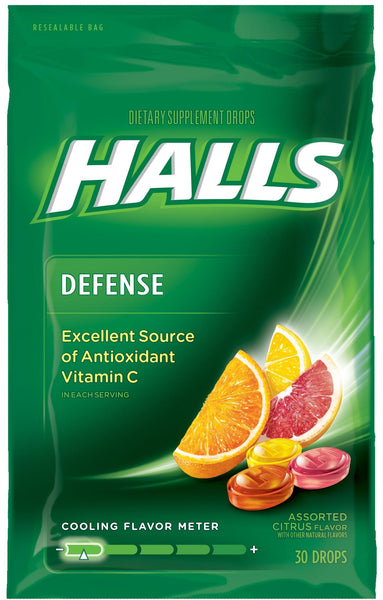 HALLS DEFENSE VITAMIN C DROPS FLAVORED CITRUS