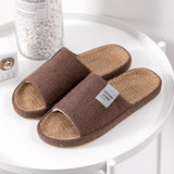 Breathable Flax Slippers Women Men Indoor Mute Slipper Anti-slip Lovers House Floor Shoes Soft  Ladies Summer Home Slides