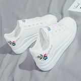 Woman shoes spring White comfortable Sneakers Breathable Flats Lace-up Flower woman Casual Shoes Zapatillas Mujer tyu789