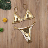 Sexy Bikini  Ladies Gold Color Sequins Bikini Set Women Swimwear Push Up Padded Swimwear For Women