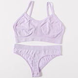 Women Buttery Soft Bra And Panties Set Push-Up Unlined Brassiere Breathable Ribbed Underwear Stretchy Crop Top Sexy Lingerie Set