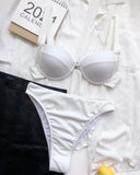 Sexy Ribbed Bra Cup High Waist Bikini Women Swimsuit Female Swimwear Two Pieces Bikini set Push Up Bather Bathing Suit Swim Lady