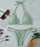Sexy Halter Metal Chains Brazilian Bikini 2025 Women Swimsuit Female Swimwear Two Pieces Bikini Set Bathing Suit Swim Beach Wear