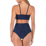 Sexy Striped Bandeau Bikini High Waist Swimsuit Women Swimwear Female Two Pieces Bikini Set Bather Bath Swimming Suit Beachwear