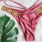Halter Jewelled Diamond Bikini Women Swimsuit Female Triangle Swimwear Two piece Bikini set Brazilian Bather Bathing Suit Swim