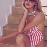 2025 Sexy Backless Striped Women Swimwear One Piece Swimsuit Female monokini High cut Trikini V Neck Bathing Suit Swim Bodysuit