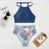 2026 High Waist Bikini Women High Neck Swimsuit Printed Swimwear Female Padded Beachwear Bathers Bathing Swimming Swim Suit