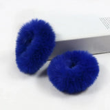 2Pcs Winter Warm Soft Hair Scrunchies Faux Fur Hair Rope Women Girl Ponytail Holder Elastic Hair Band Fluffy Hair Tie Accessory