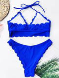 Sexy Scalloped Marble Print Bikini Women Bandeau Swimwear Female Swimsuit Two-pieces Bikini set Knotted Bather Bathing Suit Swim