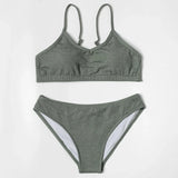 ZTVitality Sexy Solid Bikini Set 2025 New Arrival Padded Bra Push Up V-Neck Swimsuit Women Swimwear Summer Brazilian Beachwear