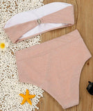 2025 Shiny Sparkling High Waist Bikini Women Bandeau Swimsuit Female Swimwear Two Pieces Bikini set High cut Bathing Suit Swim