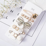 1Set Handmade Pearls Hair Clips Pin for Women Fashion Geometric Flower Barrettes Headwear Girls Sweet Hairpins Hair Accessories