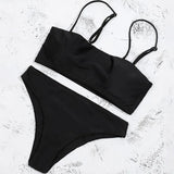 ZTVitality Solid Sexy Bikinis Push Up Bikini 2026 New Arrival Straps Padded Bra Mid Waist Swimsuit Solid Swimwear Women Biquini