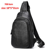 WESTAL 100% Cowhide Genuine Leather Sling Bag Men Messenger Bags for Men Black Chest Bags for Phone Casual Sport Shoulder Bag