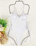 Splicing High Cut Out One Piece Swimsuit Women Tassel Swimwear Female Sexy Bathing Suit String Leopard Bikini 2025 Monokini Lady