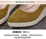 Suede princess women wedge shoes pointed toe pumps high heels platform Mary Jane office lady pumps party espadrilles cute shoesb