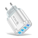 3in1 Cable 45W USB Charger Fast Charge QC 3.0 Wall Charging For iPhone 14 13 Samsung Xiaomi Mobile EU US Plug Adapter Travel