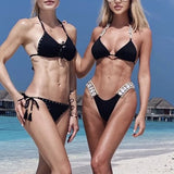 2026 Halter Shiny Crystal Diamond Bikini Women Swimsuit Female Swimwear Rhinestone Bikini Set Rhinestone Brazilian Bathing Suit