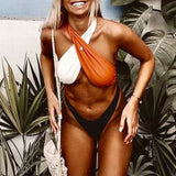 2026 Splicing Halter Female Thong Swimwear One Piece Swimsuit Women Backless Monokini Sexy Bather High cut Out Bathing Suit swim
