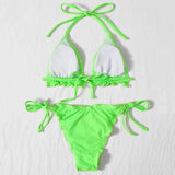 Halter String Ruffled Frilled Bikini 2026 Women Swimsuit Female Swimwear Two Pieces Bikini Set Padded Bather Bathing Suit Swim