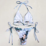 Halter String Ruffled Frilled Bikini 2026 Women Swimsuit Female Swimwear Two Pieces Bikini Set Padded Bather Bathing Suit Swim