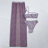 New One shoulder Bikini 2025 Female Swimsuit Women Swimwear Three-pieces Bikini set Mesh Long Skirt Beach wear Bathing Suit Swim