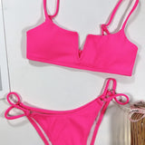 V-Bar Underwired Polka Dot Bikini 2025 Women Swimsuit Female Swimwear Two Pieces Bikini Set Ribbed High Cut Bathing Suit Swim