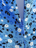 Foridol Blue Floral Print Summer Beach Dress Women Casual Holiday Short Sleeve Dress Boho Sundress Vestidos Fashion Clothes