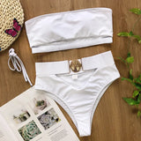 2026 Snake Printed Bandeau Bikini High Waist Swimsuit Women Vintage Swimwear Female Waist Belt Bikini Set Push Up Bathing Suit