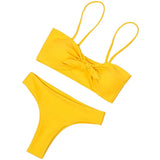 ZTVitality Sexy Solid Bow Bikinis Push Up Bikini 2021 Straps Padded Low Waist Swimsuit Bandage Swimwear Women Brazilian Biquini