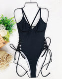 Splicing High Cut Out One Piece Swimsuit Women Tassel Swimwear Female Sexy Bathing Suit String Leopard Bikini 2025 Monokini Lady