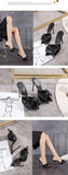 2025 Silk Butterfly Knot Women PVC Slippers Mule 11cm High Heels Slippers Luxury Sandals Pointed Toe Strappy Slides Party Shoes