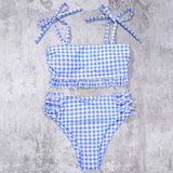 ZTVitality Blue Plaid Bikinis Push Up Bikini 2020 Newest Padded Bandage Swimsuit High Waist Cross Hollow Out Sexy Swimwear Women