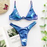 High Cut V-bar Underwired Bikini Women Swimsuit Female Micro Thong Swimwear Two-pieces Bikini Set Push Up Bathing Suit Swim Lady