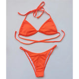 XS - L Ribbed Halter Bikini Women Swimwear Female Swimsuit Four-pieces Bikini set With Sarong Bather Bathing Suit Swim V3152B